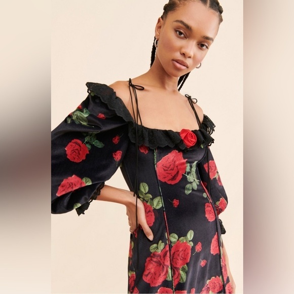 For Love & Lemons Yara Printed Velvet Mini Dress NWT Size Small - Picture 3 of 3